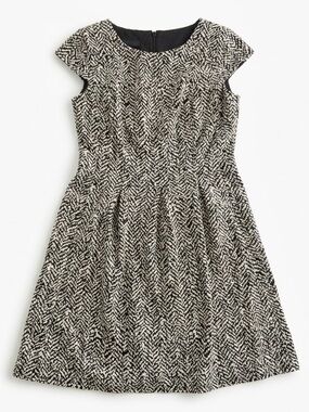 AB Studio Black & White Herringbone Fit Flare Knee-Length Size 6 Autumn Dress